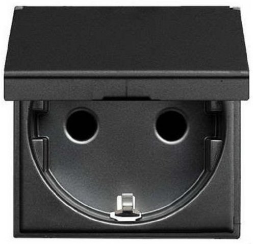 Розетка с заземлением без рамки ABB Niessen Zenit 1-м. 2 мод. крышка шторки N2288.1 AN антрацит картинка